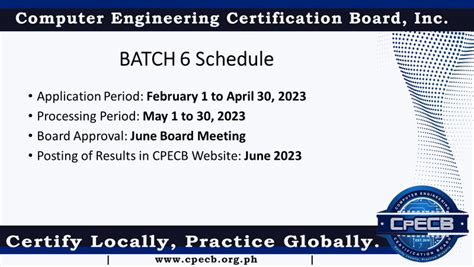 cpecb|Batch 6 Application Schedule .
